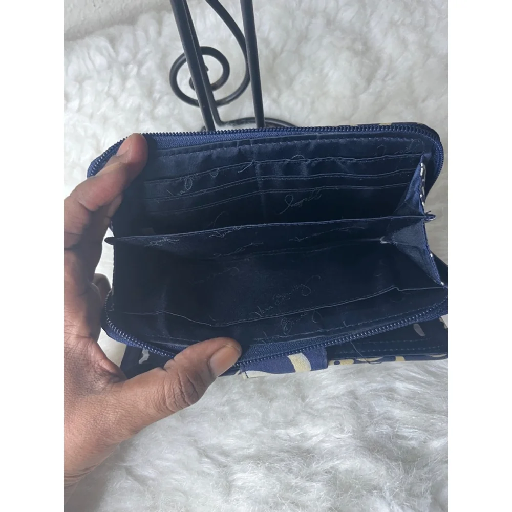 Vera Bradley Julia Style Twirly Birds Navy Blue Wallet - Picture 5 of 8